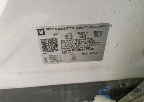 2019 GMC Terrain Sle z USA, uszkodzony, nr VIN 3GKALMEV9KL202496